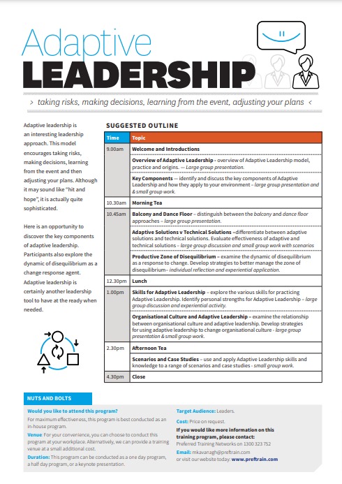 Adaptive Leadership Skills Australia Workplace