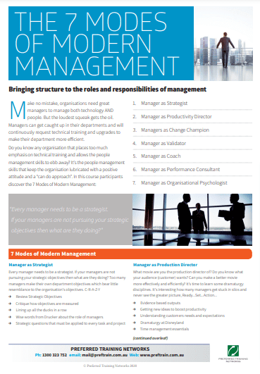 Management Skills – The 7 Modes of Modern Management