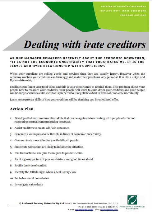 Dealing With Irate Creditors