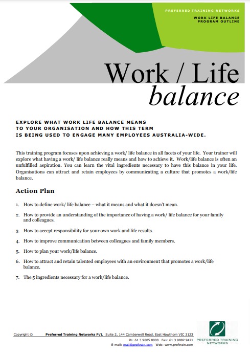 Work Life Balance Training