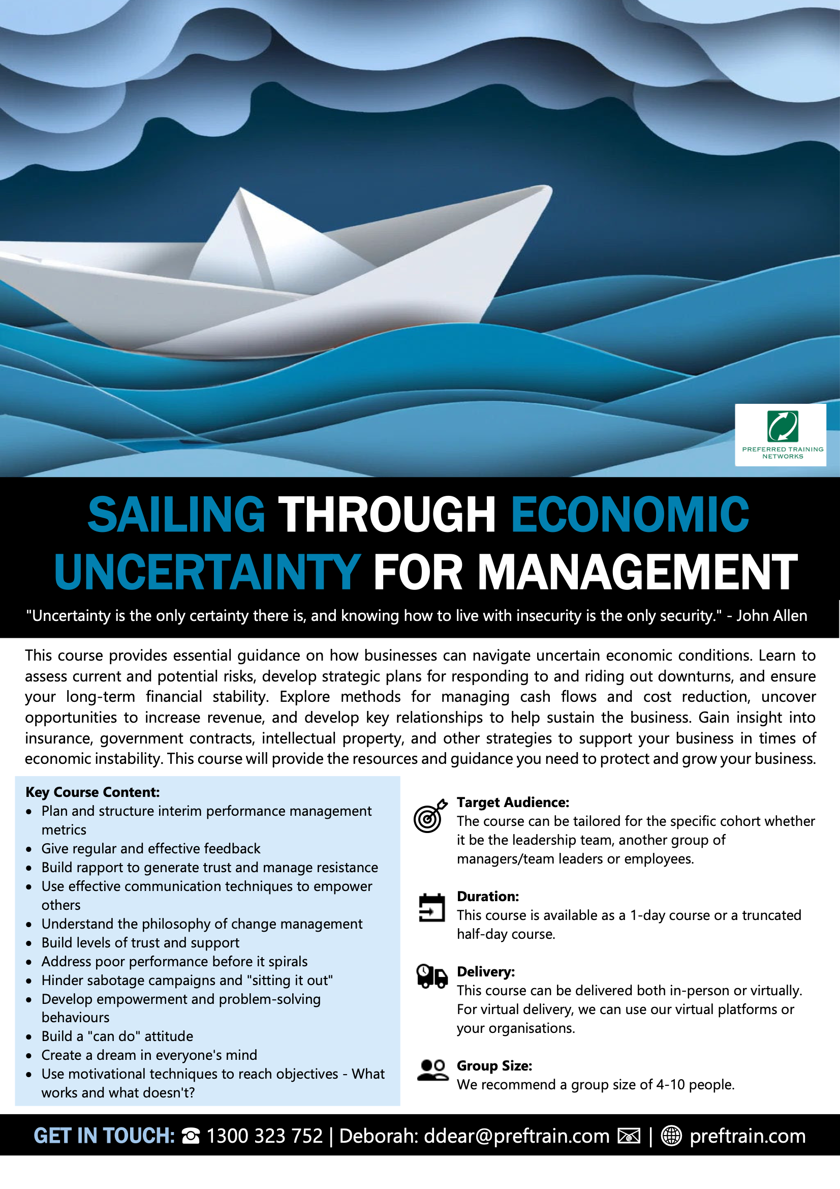 Sailing Through Economic Uncertainty For Management