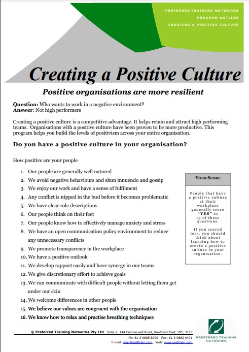 Creating A Positive Culture