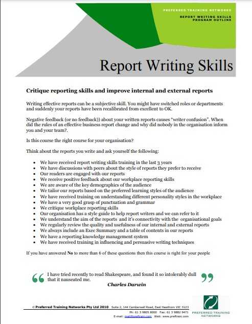 usiness Report Writing Skills Training Course