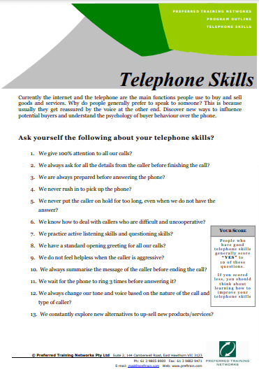 Telephone Skills Training Course