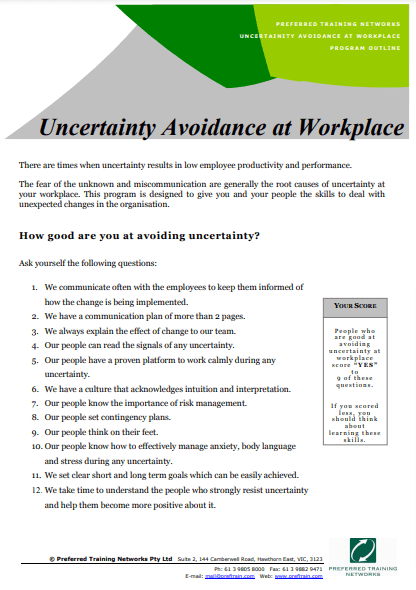 Managing Uncertainty At The Workplace