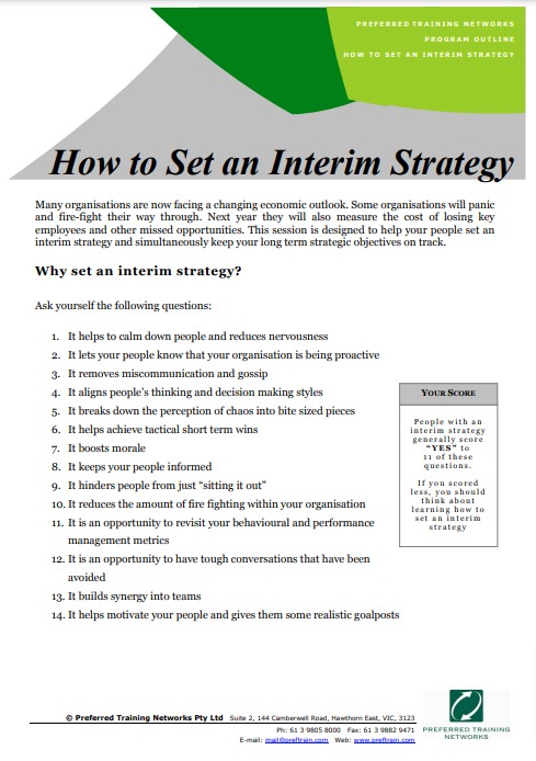 How To Set An Interim Strategy