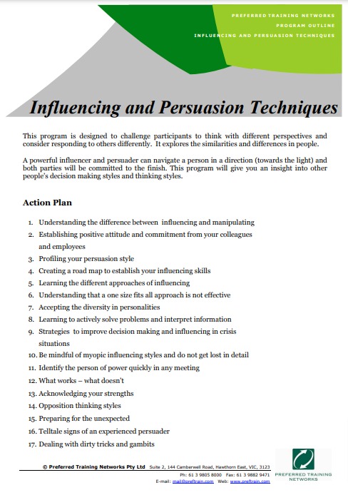 Influencing And Persuasion Techniques