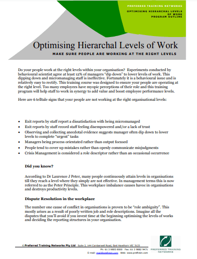 Optimising Hierarchal Levels Of Work