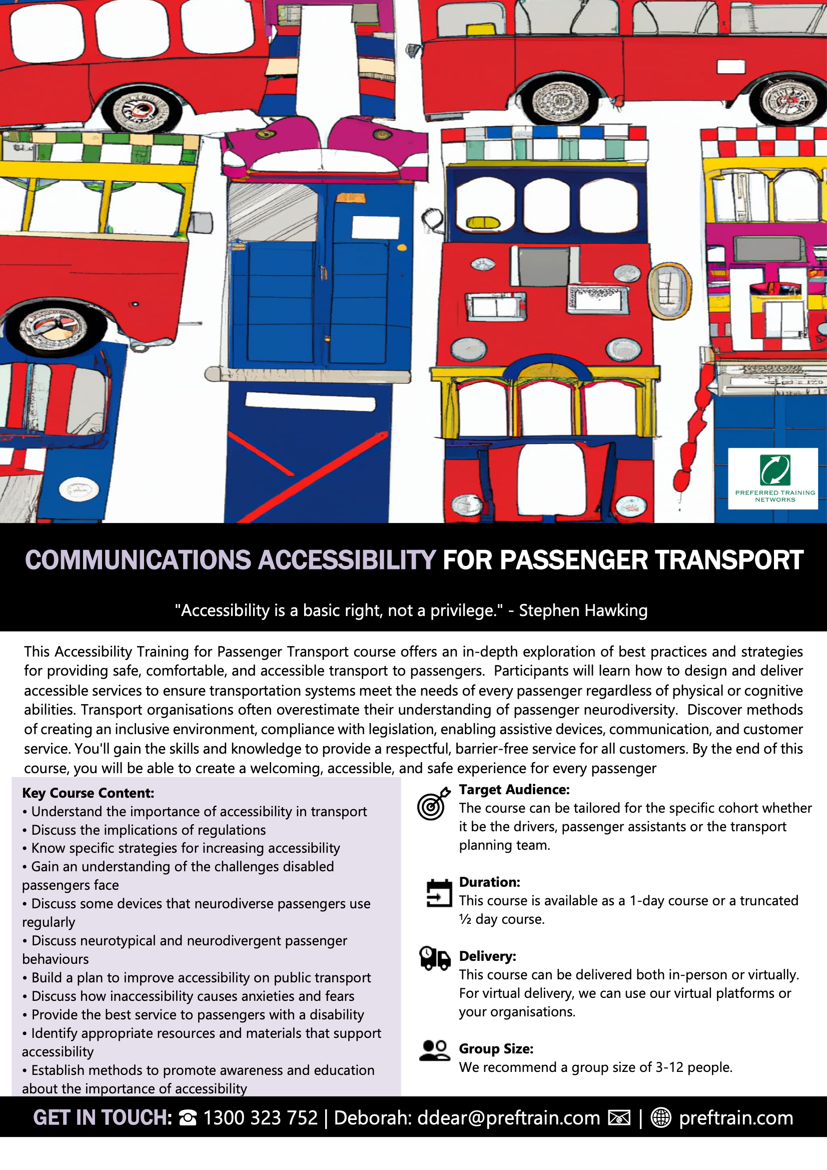 Communications accessibility for passenger transport