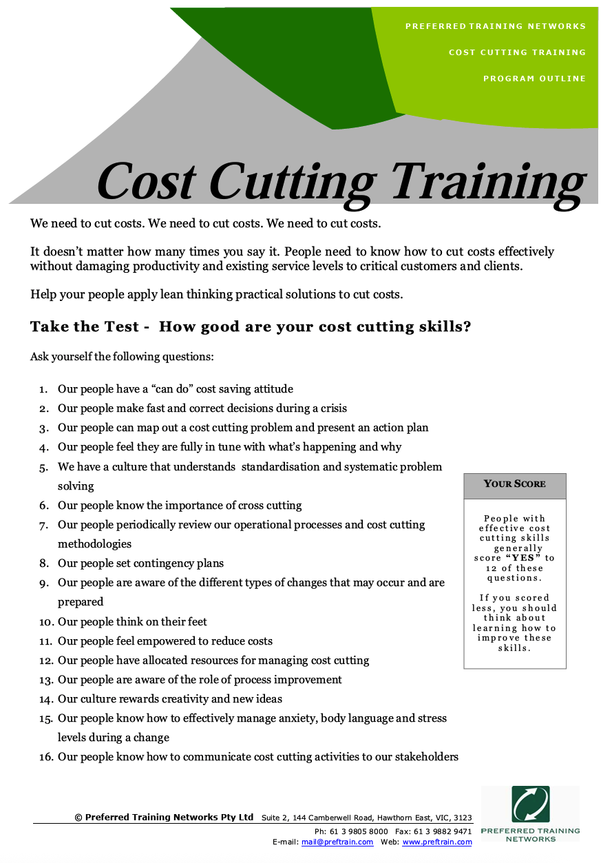 Cost Cutting Training Course